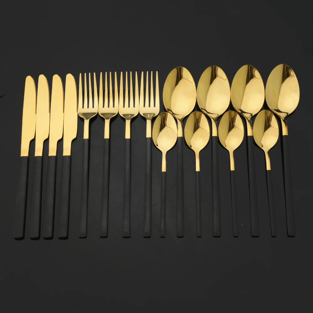 Gold Plated Cutlery - 16 قطعة مجموعة أدوات المائدة الذهب