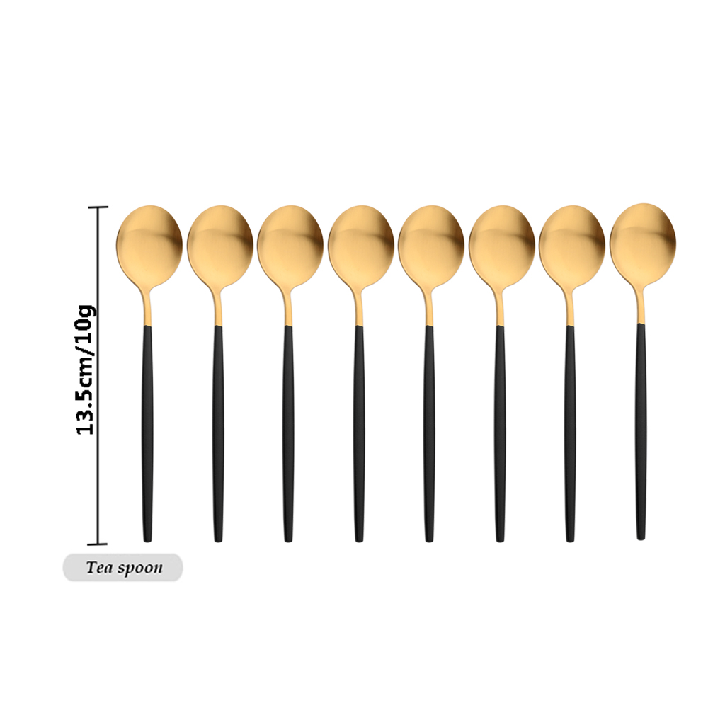 Gold Plated Cutlery - Drmfiy مقبض أسود الذهب مجموعة أدوات