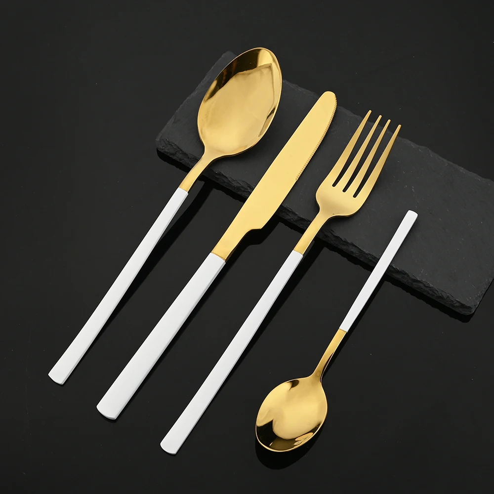 16 قطعة مجموعة أدوات المائدة ا - مراجعة Gold Plated Cutlery وسعره