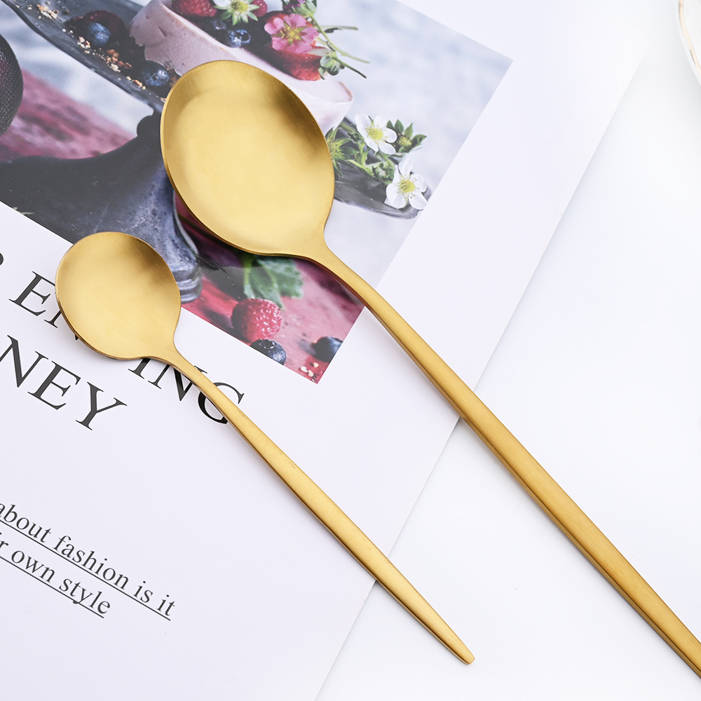 Drmfiy مقبض أسود الذهب مجموعة  - مراجعة Gold Plated Cutlery وسعره