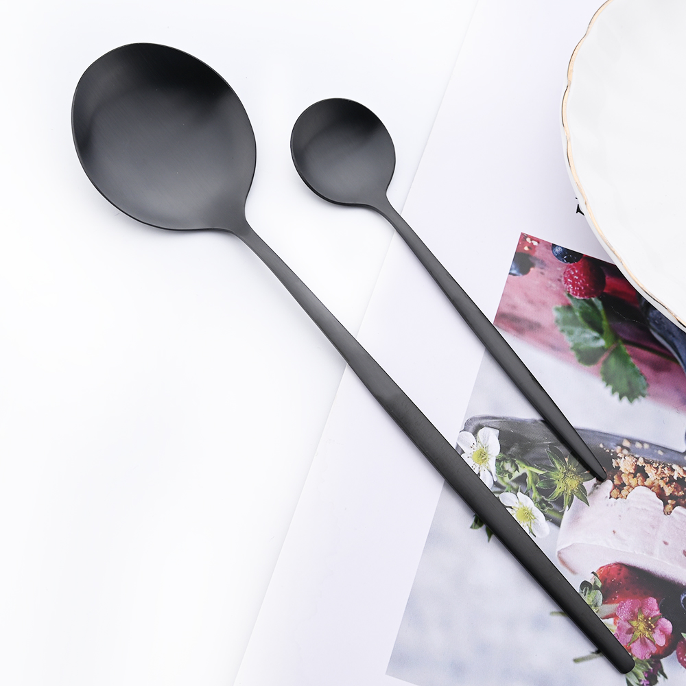 Drmfiy مقبض أسود الذهب مجموعة  - مراجعة Gold Plated Cutlery وسعره