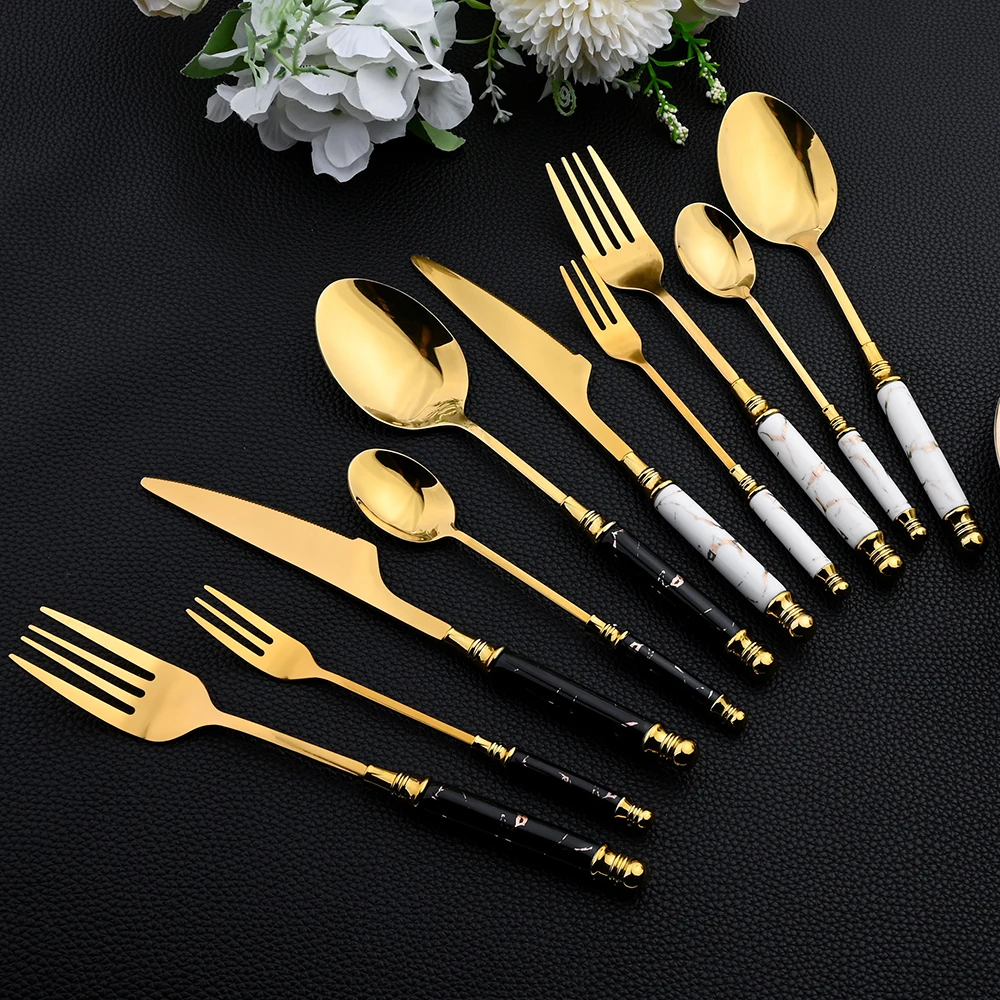 16 قطعة مجموعة أدوات المائدة م - مراجعة Gold Plated Cutlery وسعره