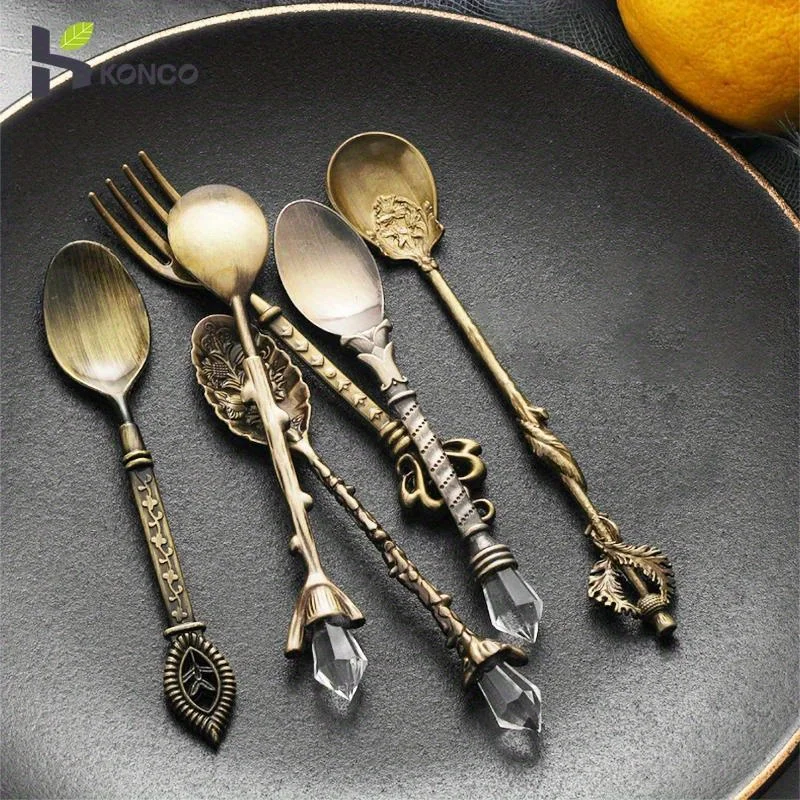 6 قطعة ملاعق خمر شوكة النمط ال - مراجعة Gold Plated Cutlery وسعره