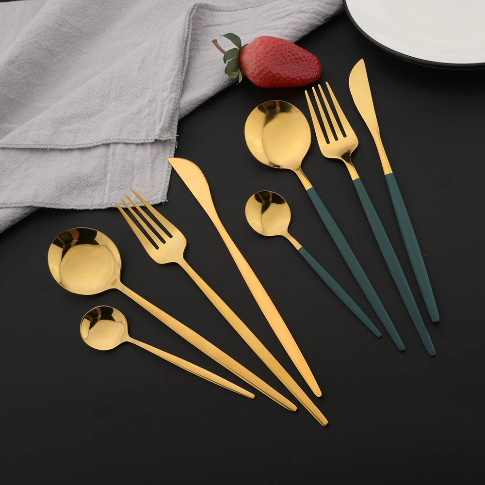 16 قطعة أواني الطعام الذهب الأ - مراجعة Gold Plated Cutlery وسعره