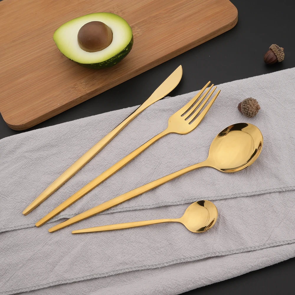 16 قطعة أواني الطعام الذهب الأ - مراجعة Gold Plated Cutlery وسعره