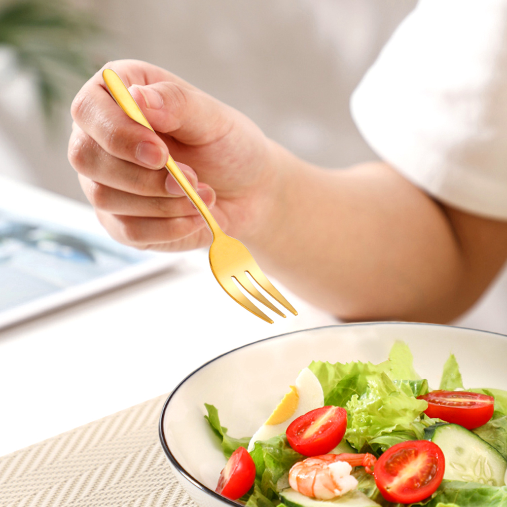 1/4/5/6 قطعة شوكة الشاي الفاكه - مراجعة Gold Plated Cutlery وسعره