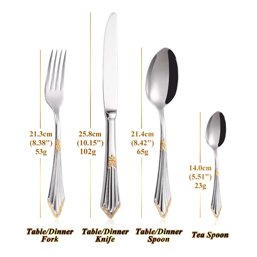 4/8/12/16/20 قطع مطلية بالذهب  - مراجعة Gold Plated Cutlery وسعره